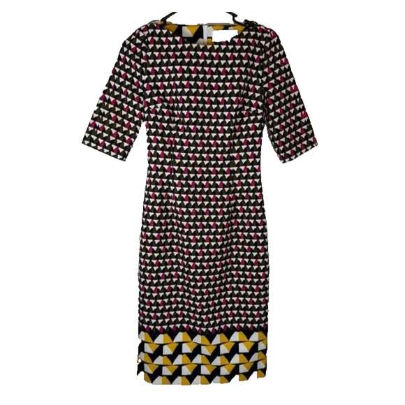 Hugo Boss Dareika Anthracite Sheath Dress Geometric Print Short Sleeve 2 XS - Picture 2 of 12